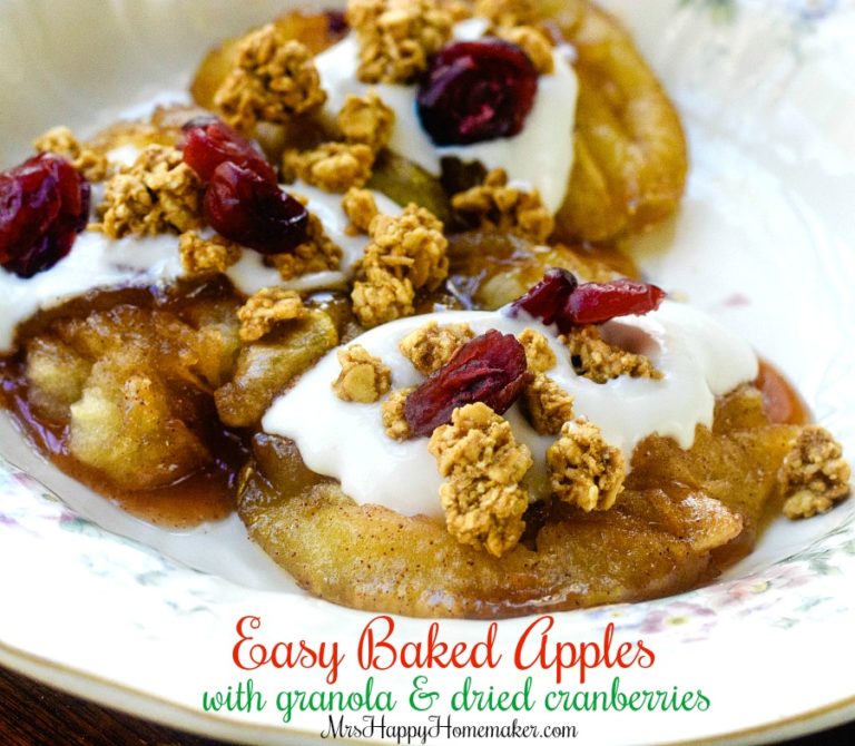 Baked Apples with yogurt, granola, & dried cranberries