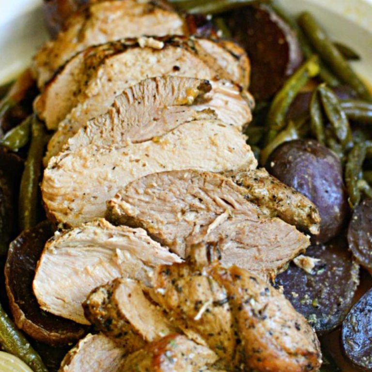 Crock Pot Lemon Garlic Pork Tenderloin with Veggies