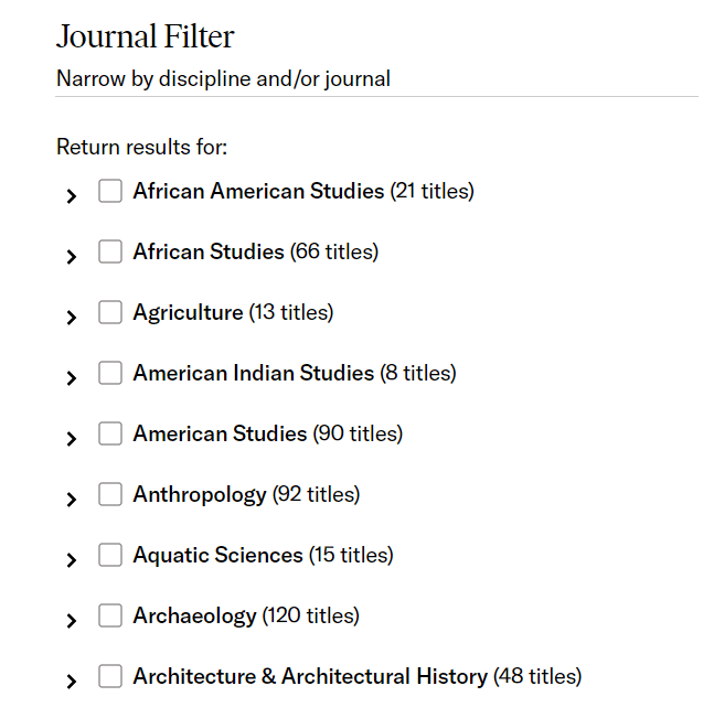 Filtering by discipline